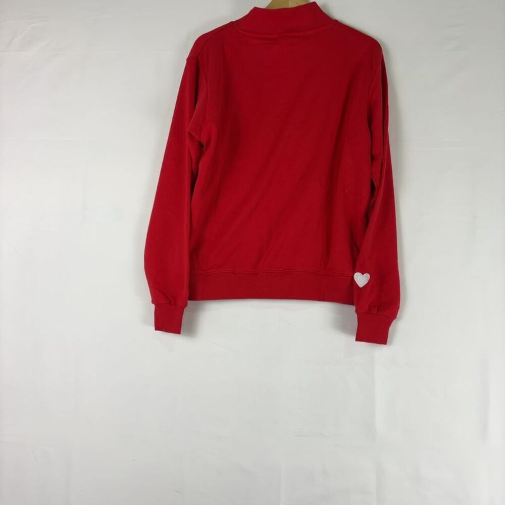 PARKE Red Ribbed Mock Neck Sweatshirt - Picture 5 of 5